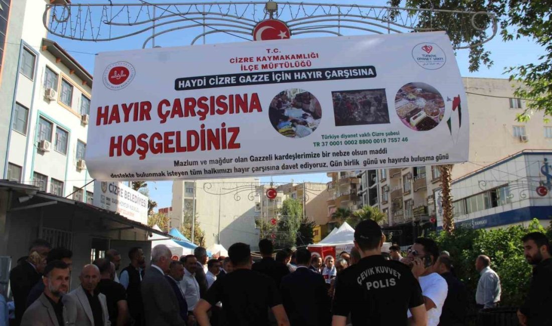 Cizre Müftülüğü, Gazze’ye yardım göndermek için hayır çarşısı kurdu Şırnak’ın Cizre İlçe Müftülüğü, ’Cizre Filistin için el ele’ yardım