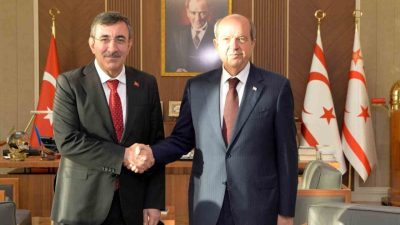 Cumhurbaşkanı Yardımcısı Cevdet Yılmaz, Kuzey Kıbrıs Türk Cumhuriyeti (KKTC) Cumhurbaşkanı