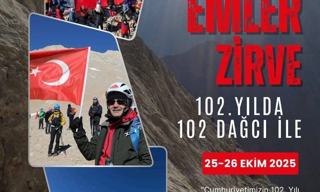 Dağcılar, şanlı Türk bayrağını Aladağlar zirvesinde dalgalandırarak Cumhuriyet coşkusunu doruklarda
