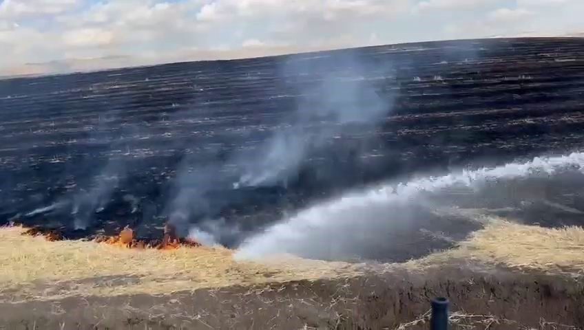 Diyarbakır’ın Silvan ilçesinde onlarca dönümlük alanda anızlar alev aldı. Silvan