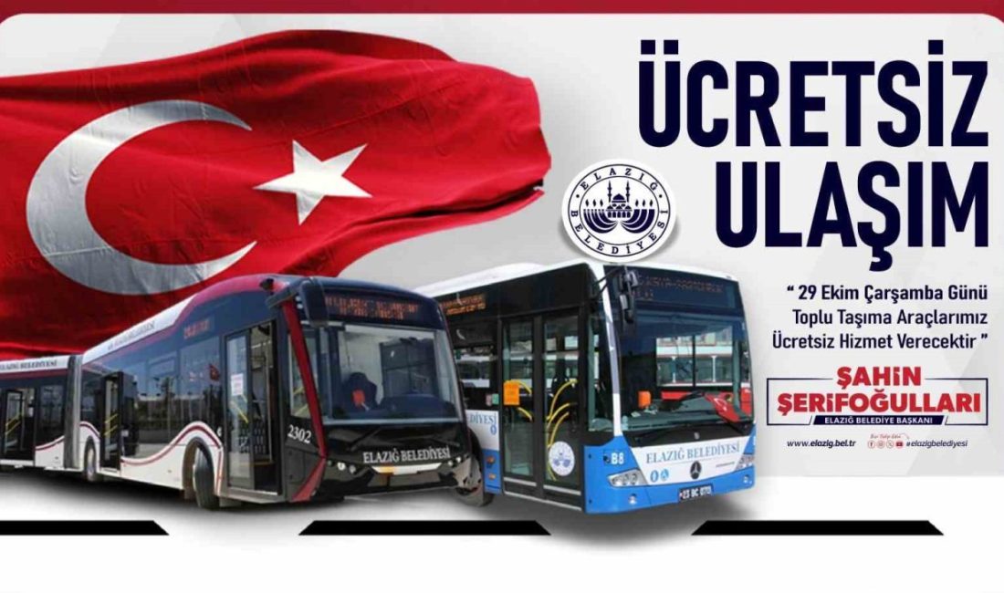 Elazığ Belediyesi, 29 Ekim Cumhuriyet Bayramı’nda belediyeye ait toplu ulaşım