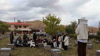 Erzurum’un Narman ilçesinde gençler deneyimli arıcılardan uygulamalı eğitim alarak sertifikalarını
