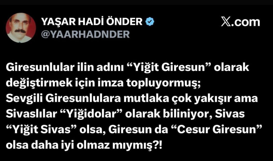 Giresun’un adının önüne “Yiğit” unvanının eklenmesi için başlatılan imza kampanyası
