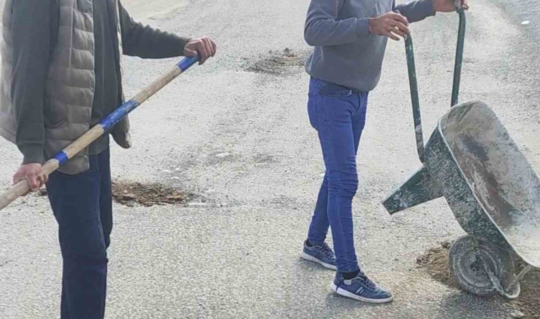 Iğdır’da bozuk yollar nedeniyle zor durumda kalan şoförler, çukurları kendi