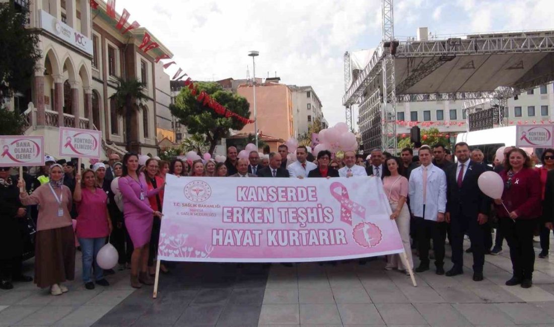 Manisa’da yüzlerce vatandaş ellerinde pankart ve dövizlerle kanserde erken teşhisin