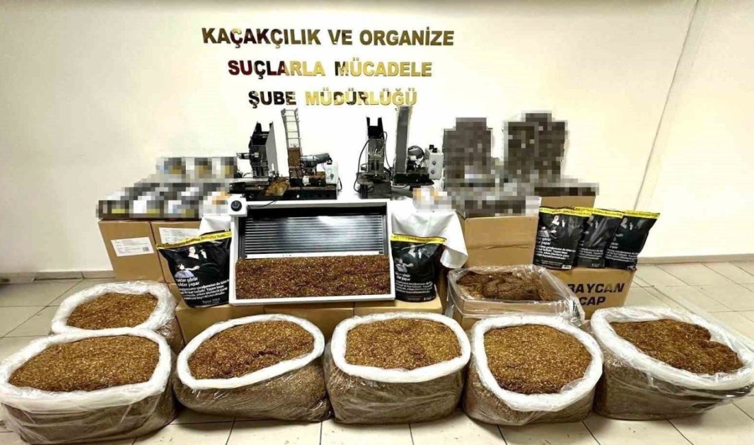 Karabük’te polis ekipleri tarafından düzenlenen operasyonda, kaçak tütün imalatı yapılan