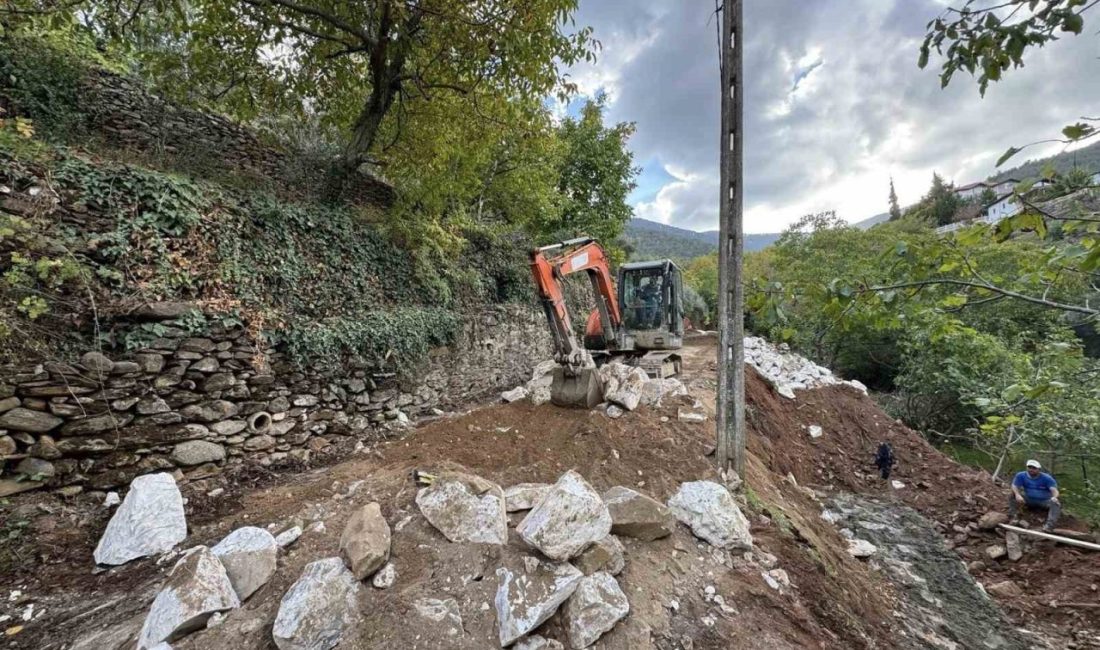 Karacasu Belediyesi, Kahvederesi Yaylası mevkiinde çökme riskine karşı istinat duvarı
