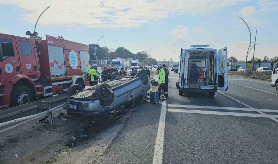 Kontrolden çıkan otomobil takla attı Tekirdağ’ın Çerkezköy ilçesinde meydana gelen trafik kazasında, kontrolden çıkan bir