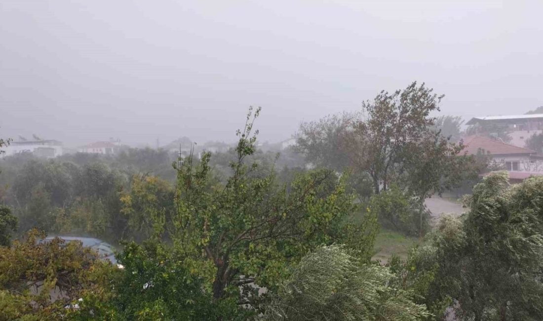 Muğla’nın Köyceğiz ilçesinde öğle saatlerinde etkili olan fırtına ve sağanak
