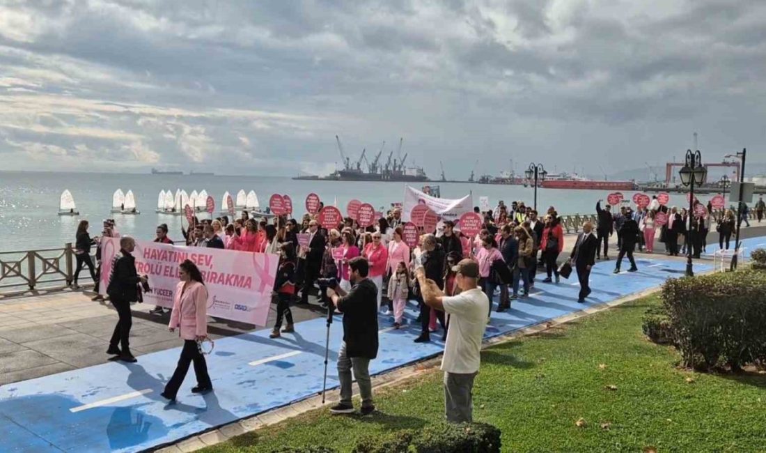 Tekirdağ’ın Süleymanpaşa ilçesinde “Meme Kanseri Farkındalık Ayı” kapsamında düzenlenen yürüyüş