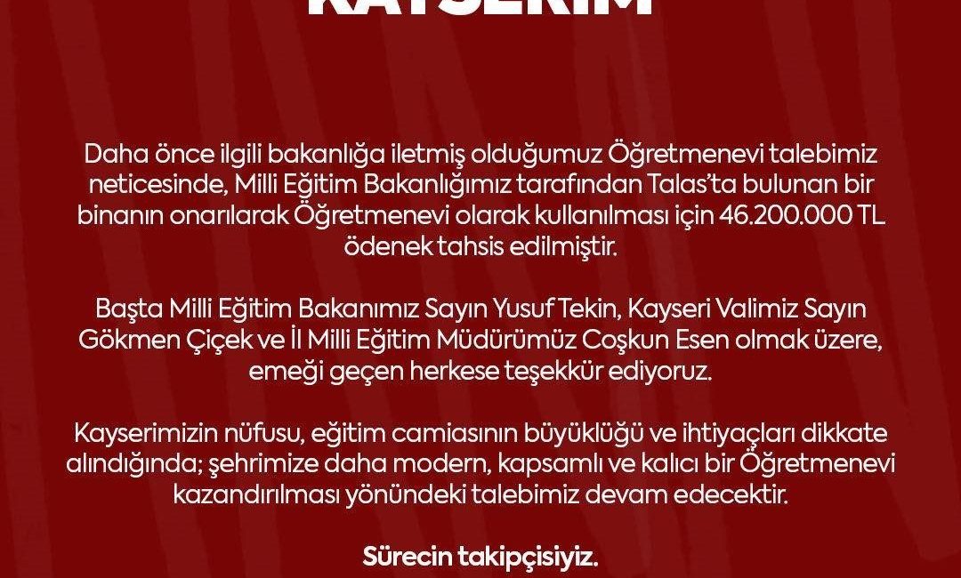 Milliyetçi Hareket Partisi (MHP) Kayseri Milletvekili Baki Ersoy, sosyal medya