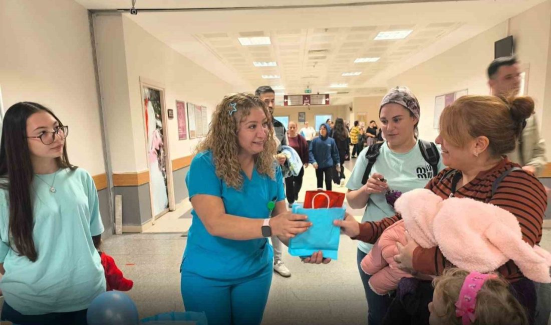 Nazilli Devlet Hastanesi’nde Emzirme Haftası dolayısıyla açılan stantta vatandaşlara bilgilendirme