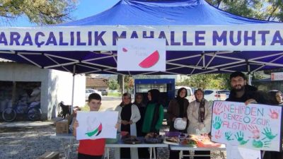 Sakarya’nın Akyazı ilçesinde Karaçalılık İlkokulu tarafından düzenlenen “Gazze’ye Umut Ol”