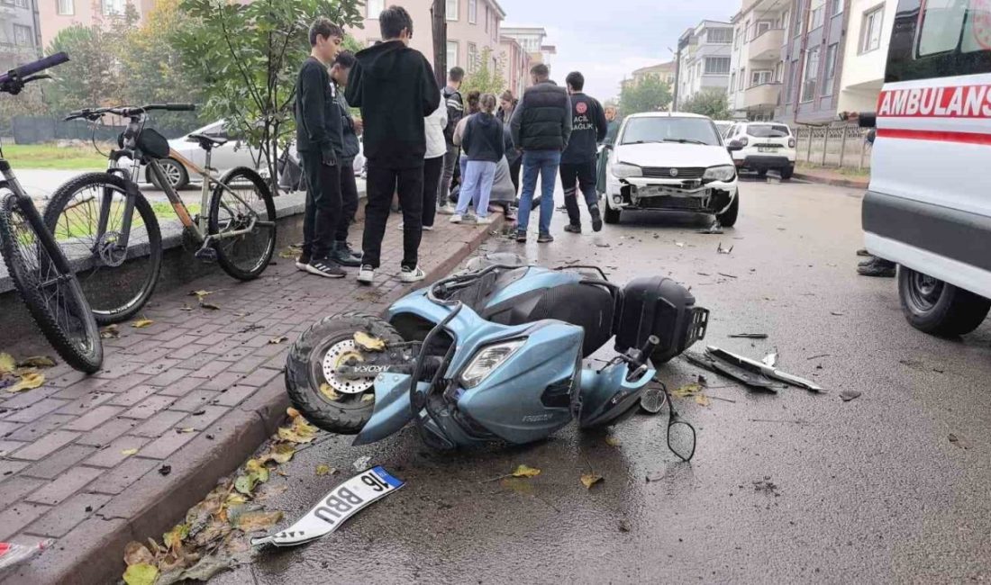 Bursa’nın İnegöl ilçesinde meydana gelen kazada otomobil ile çarpışan motosikletin