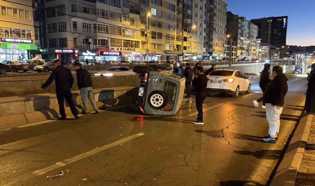 Kayseri’nin Kocasinan ilçesinde otomobilin arkadan çarptığı cip yan yatarken, yol