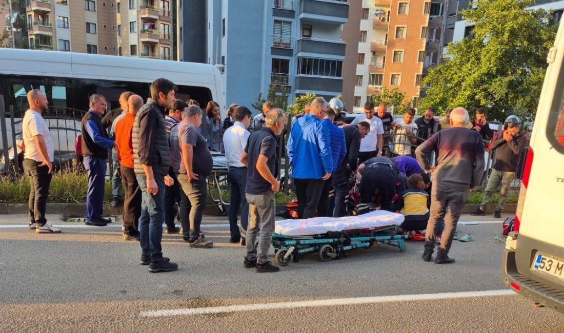 Rize’de bir vaka dönüşü ambulanstan inerek yolun karşısına geçmek isteyen