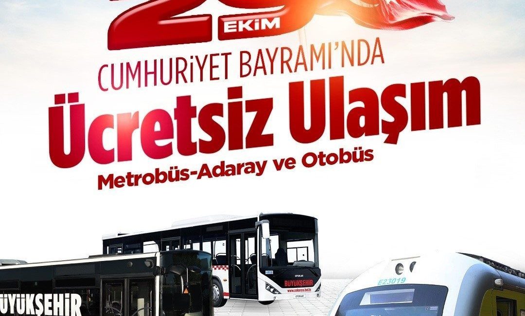 Sakarya Büyükşehir Belediyesi, 29 Ekim Cumhuriyet Bayramı’nda vatandaşlara ücretsiz ulaşım