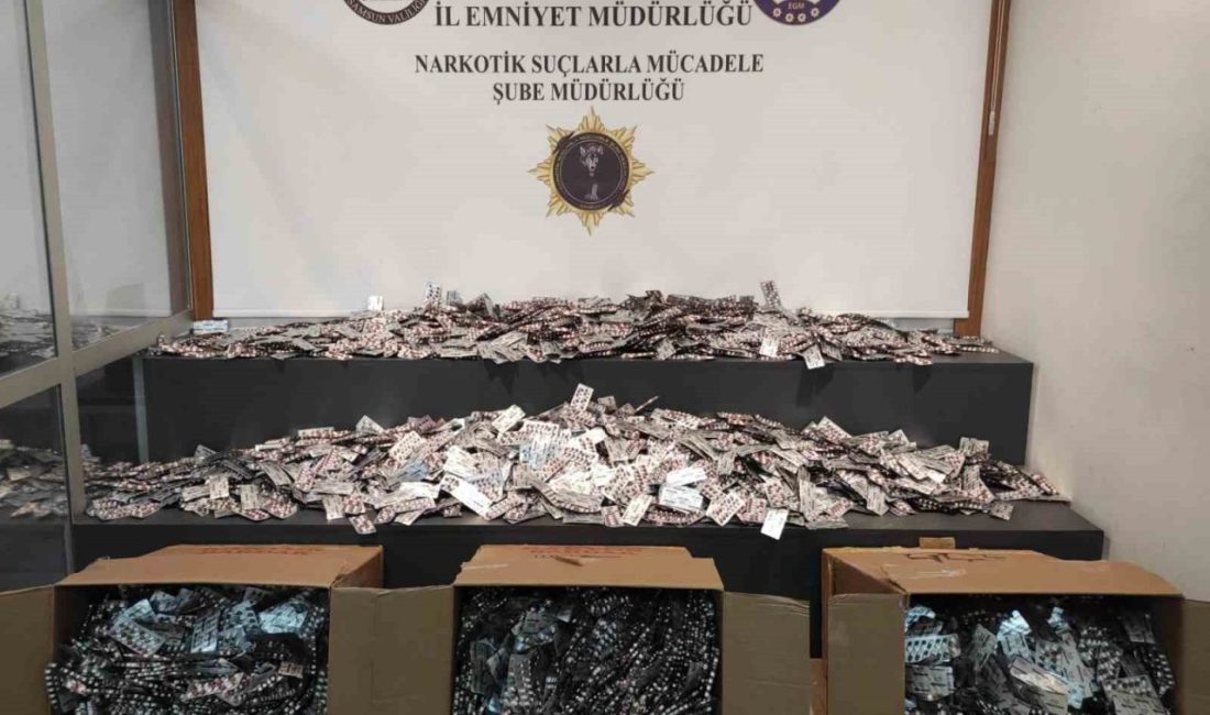 Samsun polisi, il dışından yüklü miktarda uyuşturucu hap sevkiyatı yapılacağı