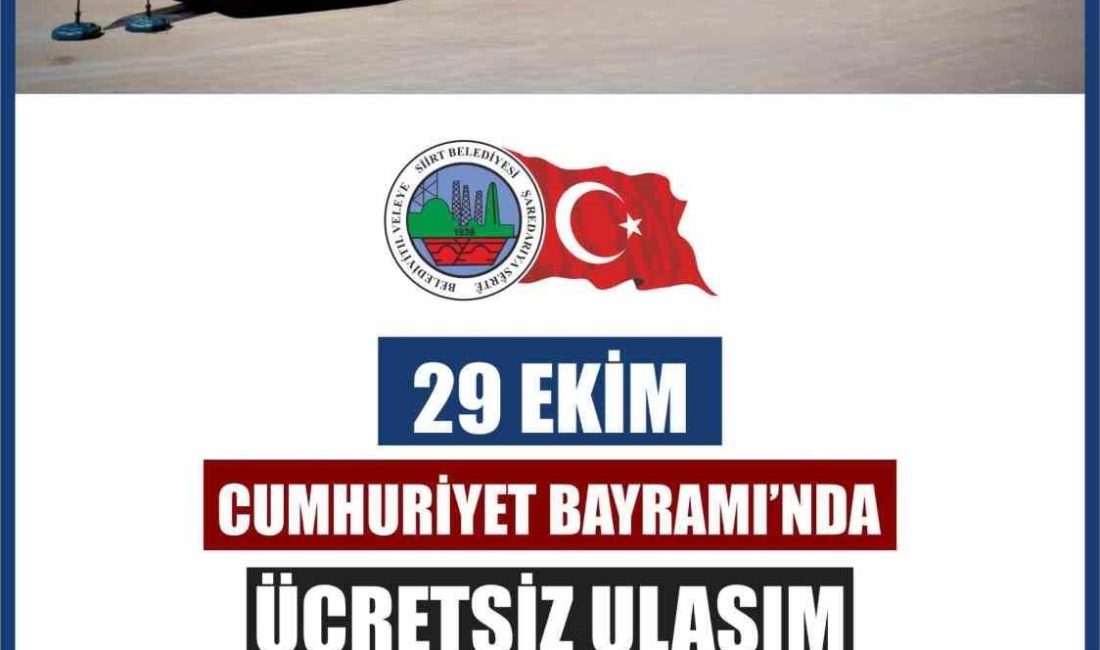 Siirt Belediyesi, 29 Ekim Cumhuriyet Bayramında toplu ulaşımı bir gün