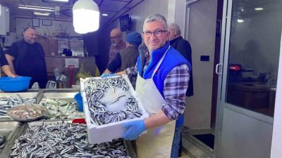 Sinop’ta yeni av sezonunun başlamasıyla birlikte bol miktarda avlanan hamsi,