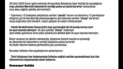 Kendi evinde Arkent Arnavutköy Belediye Spor Kulübüne 3-1 yenilen Somaspor