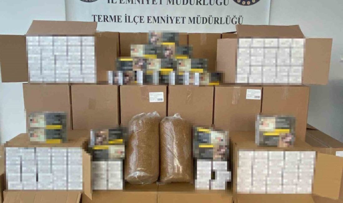 Samsun’da polis tarafından düzenlenen tütün operasyonunda 461 bin makaron ele